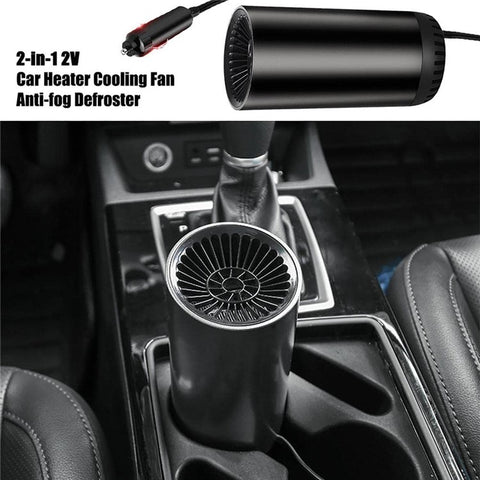 Car Window Defroster Demister Fast Heating Car Warm Air Blower Portable Purifier Fan Cup Shape Car Heater Cooler with Current-Limiting Cable / Rotating Sucker Base