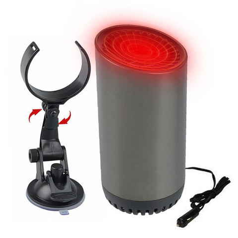 Fast Heating Cup Shape Car Warm Air Blower Portable Fan Window Defroster Demister Car Heater with Rotating Sucker Base