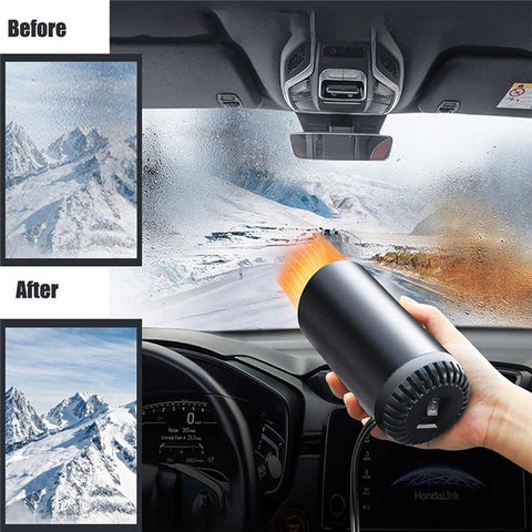 Fast Heating Cup Shape Car Warm Air Blower Portable Fan Window Defroster Demister Car Heater with Rotating Sucker Base