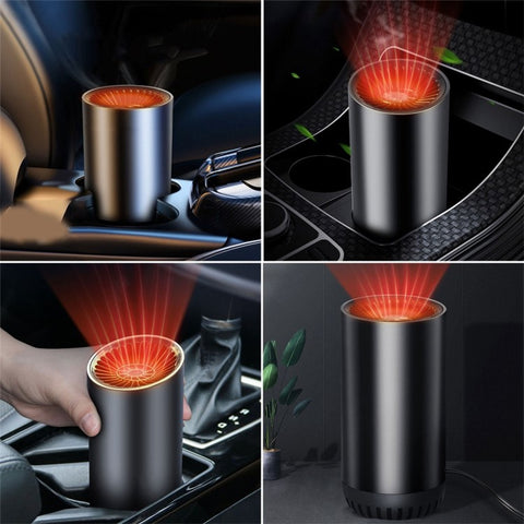 Fast Heating Cup Shape Car Warm Air Blower Portable Fan Window Defroster Demister Car Heater with Rotating Sucker Base