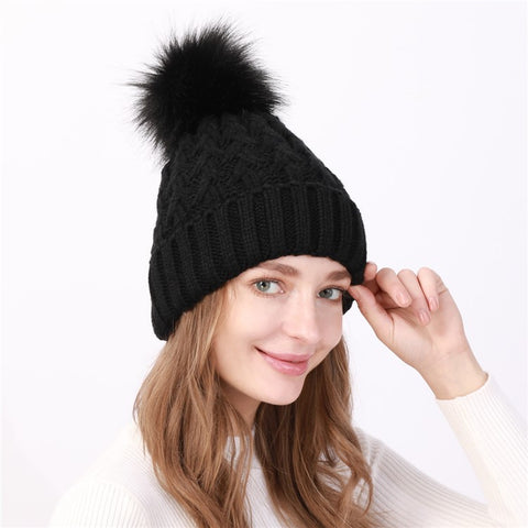 USB Heated Hat Beanie Autumn Winter Warm Knitted Cap with Pompom for Outdoor Cycling Hiking Skiing