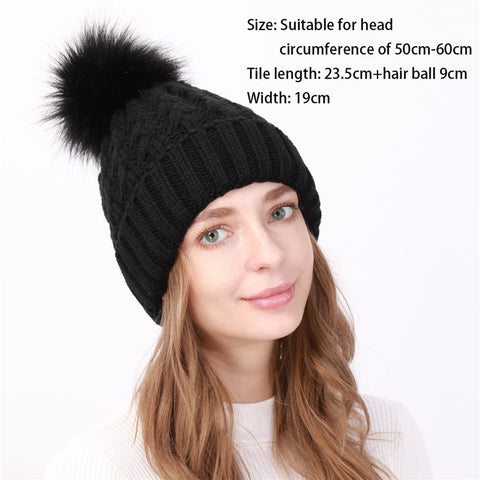USB Heated Hat Beanie Autumn Winter Warm Knitted Cap with Pompom for Outdoor Cycling Hiking Skiing
