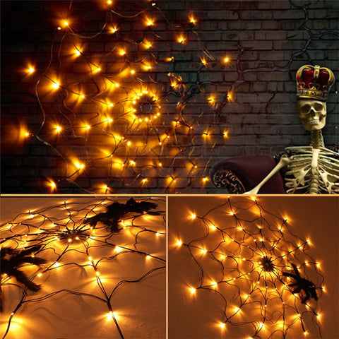 70LED Halloween Spider Web Light Gift with Battery Box 8 Modes Party Atmosphere Lamp, without Spider
