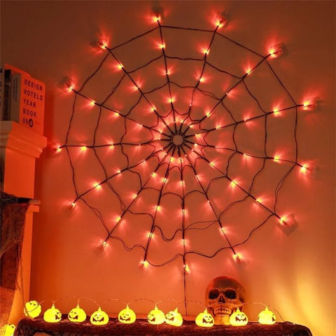 70LED Halloween Spider Web Light Gift with Battery Box 8 Modes Party Atmosphere Lamp, without Spider