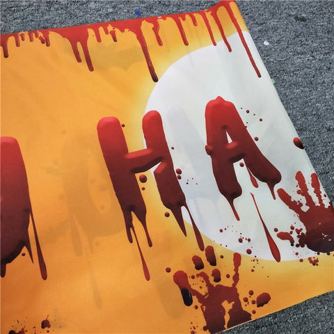 250x48cm Happy Halloween Banner Hanging Sign 100D Polyester Xmas Party Decoration Gift