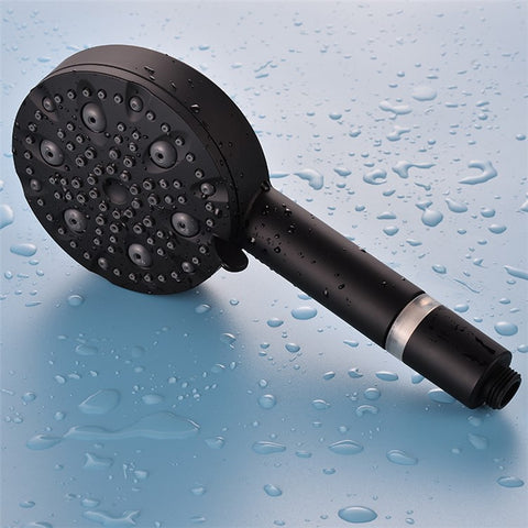 Water Saving 10 Modes Handheld Filter Shower Head with Stainless Steel Hose + Bracket, Matte Black