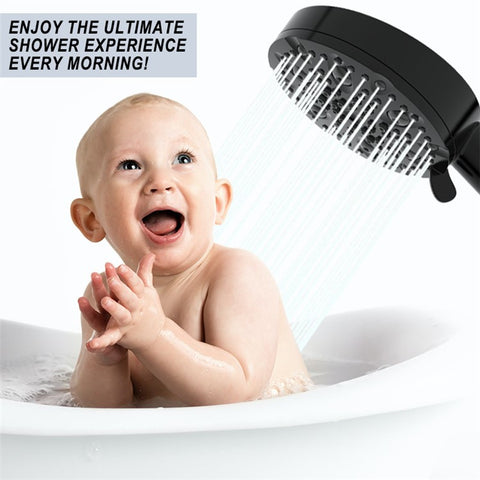Water Saving 10 Modes Handheld Filter Shower Head with Stainless Steel Hose + Bracket, Matte Black