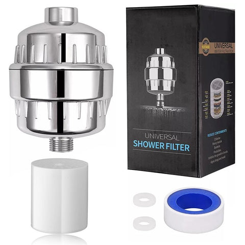 15 Stages Bathroom Water Filter Remove Chlorine Heavy Metals Filtered Shower Head, with 1 Filter