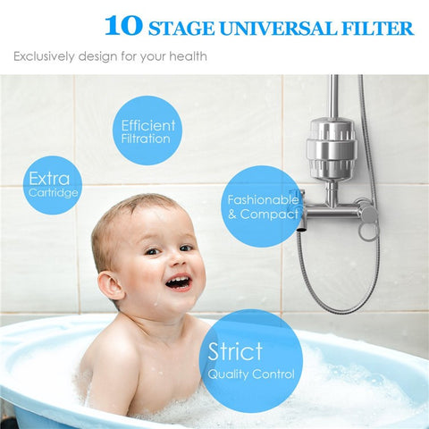 15 Stages Bathroom Water Filter Remove Chlorine Heavy Metals Filtered Shower Head, with 1 Filter