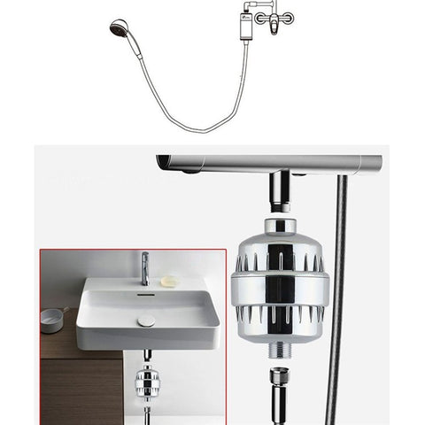 16 Stages Bathroom Water Filter Remove Chlorine Heavy Metals Filtered Shower Head, with 1 Filter