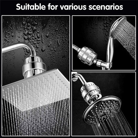 16 Stages Bathroom Water Filter Remove Chlorine Heavy Metals Filtered Shower Head, with 1 Filter