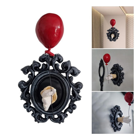 Gothic Resin Wall Art Decoration Ornament 3D Hand Red Ballon Wall Aesthetic Statue