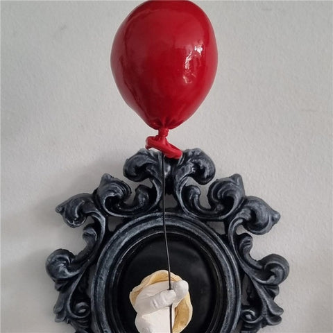 Gothic Resin Wall Art Decoration Ornament 3D Hand Red Ballon Wall Aesthetic Statue