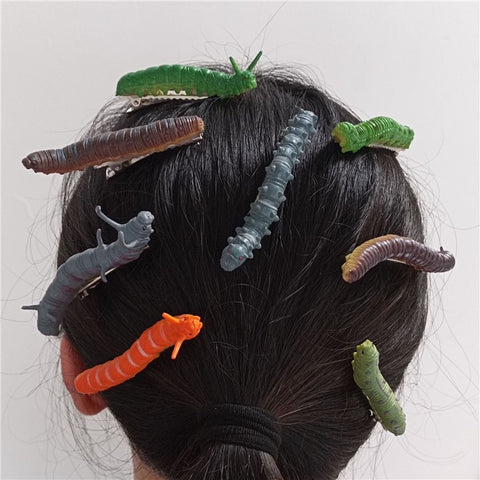 12Pcs Halloween Caterpillar Hair Clips  3D Bug Hair Clip Party Hair Accessories Fun