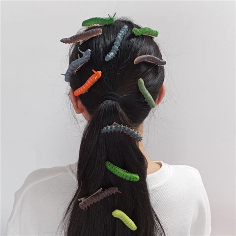 12Pcs Halloween Caterpillar Hair Clips  3D Bug Hair Clip Party Hair Accessories Fun
