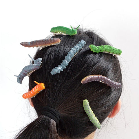 12Pcs Halloween Caterpillar Hair Clips  3D Bug Hair Clip Party Hair Accessories Fun