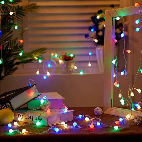 6.5m / 30 Lamps LED String Lights Matte White Ball Wire Lights Solar Power Starry String Lights for Wedding Home Parties