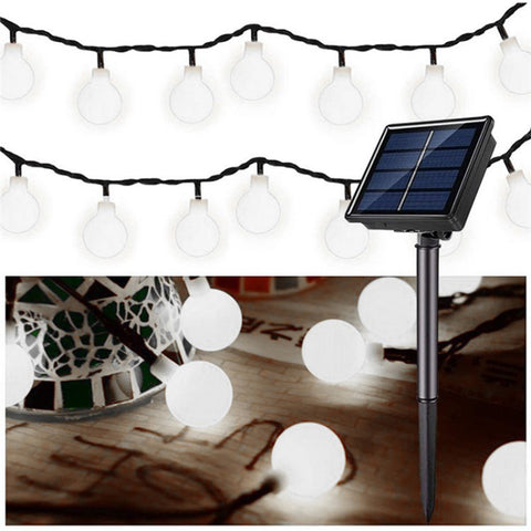 6.5m / 30 Lamps LED String Lights Matte White Ball Wire Lights Solar Power Starry String Lights for Wedding Home Parties