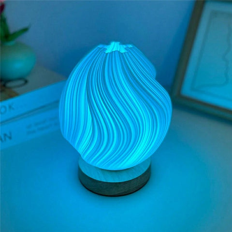 Creative Wooden Nordic Table Lamp Flower Bud Light 16 Color Ambiance Lamp with Remote Control