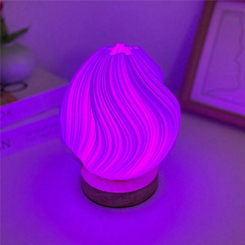 Creative Wooden Nordic Table Lamp Flower Bud Light 16 Color Ambiance Lamp with Remote Control