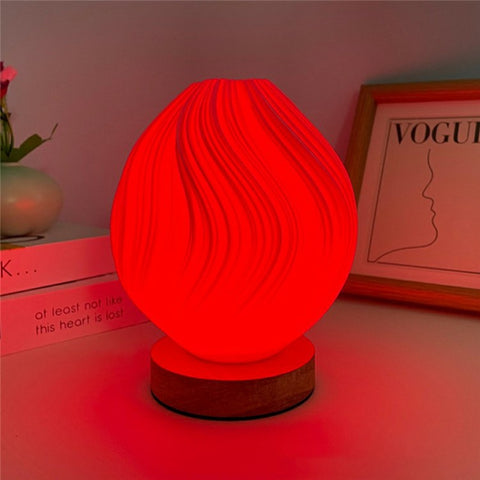 Creative Wooden Nordic Table Lamp Flower Bud Light 16 Color Ambiance Lamp with Remote Control