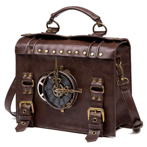 BG028 Women's Messenger Bag Handbag Tote Retro Punk Style PU Leather Crossbody Shoulder Bag
