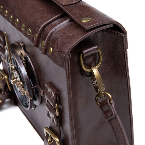BG028 Women's Messenger Bag Handbag Tote Retro Punk Style PU Leather Crossbody Shoulder Bag