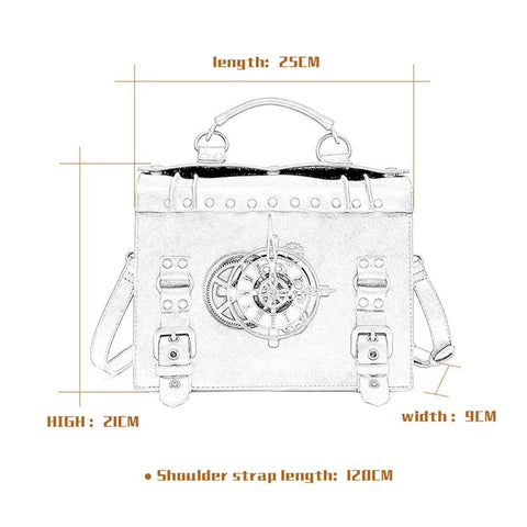 BG028 Women's Messenger Bag Handbag Tote Retro Punk Style PU Leather Crossbody Shoulder Bag