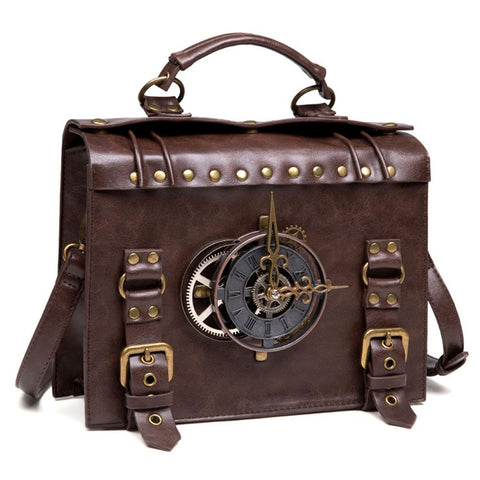 BG028 Women's Messenger Bag Handbag Tote Retro Punk Style PU Leather Crossbody Shoulder Bag