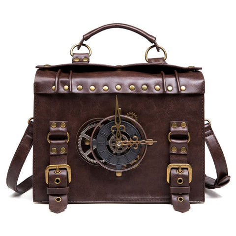 BG028 Women's Messenger Bag Handbag Tote Retro Punk Style PU Leather Crossbody Shoulder Bag