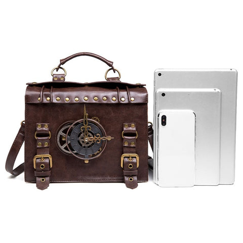 BG028 Women's Messenger Bag Handbag Tote Retro Punk Style PU Leather Crossbody Shoulder Bag