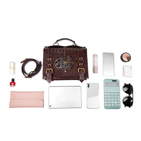 BG028 Women's Messenger Bag Handbag Tote Retro Punk Style PU Leather Crossbody Shoulder Bag