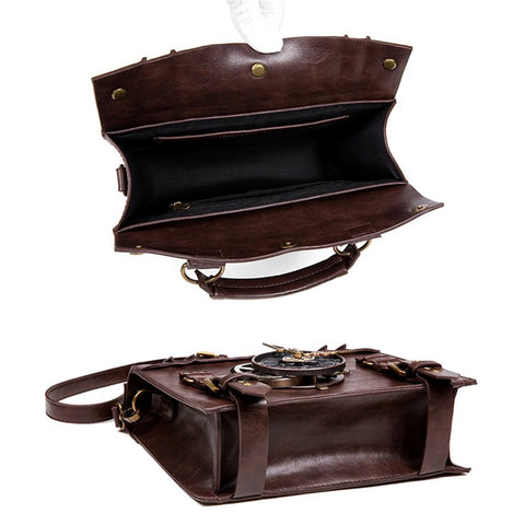 BG028 Women's Messenger Bag Handbag Tote Retro Punk Style PU Leather Crossbody Shoulder Bag