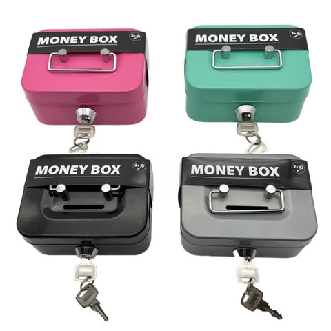 Money Box Metal Security Lock Box Lockable Money Bank Portable Small Coin Safe Box with Keys