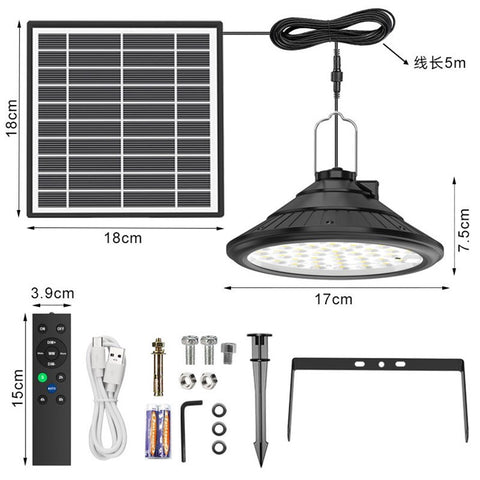 Hanging Solar Light Waterproof Yard Garden Patio Dimmable LED Lamp with Remote Control