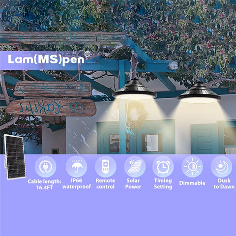 Hanging Solar Light Waterproof Yard Garden Patio Dimmable LED Lamp with Remote Control