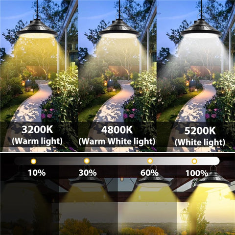 Hanging Solar Light Waterproof Yard Garden Patio Dimmable LED Lamp with Remote Control