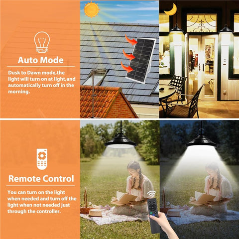 Hanging Solar Light Waterproof Yard Garden Patio Dimmable LED Lamp with Remote Control