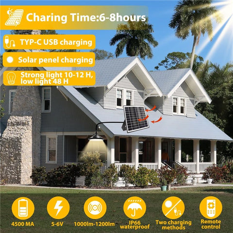 Hanging Solar Light Waterproof Yard Garden Patio Dimmable LED Lamp with Remote Control