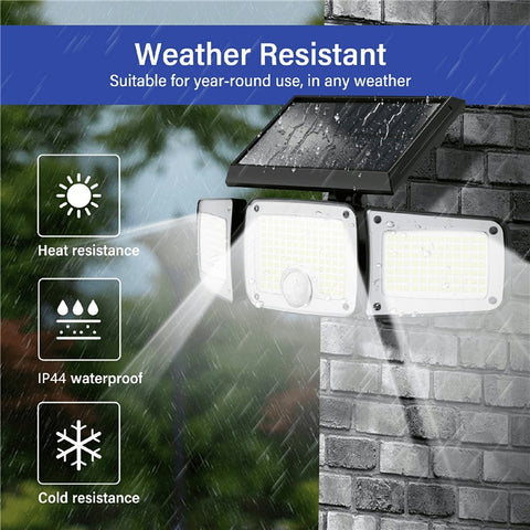 TY10305 2Pcs 3 Heads Solar Wall Light 280 LED IP44 Waterproof Outdoor Motion Sensor Lamp