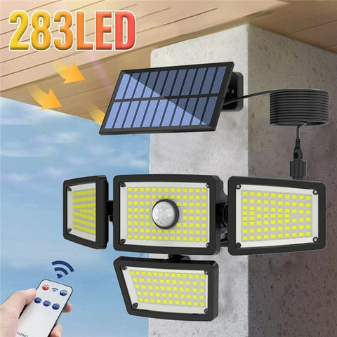 TY10811 Outdoor Waterproof Solar Lamp 4 Heads Rotatable 283 LED Split Wall Light for Garden Patio