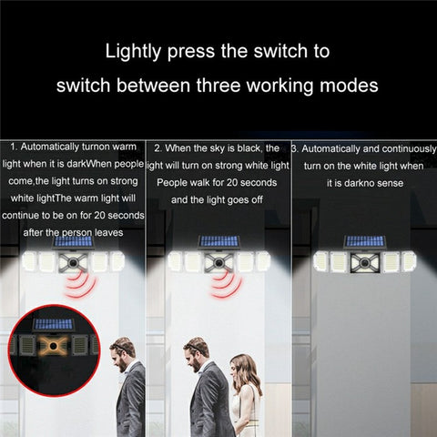 TY10708 Solar Powered 5 Heads 244 LED Wall Light Outdoor Waterproof Motion Sensor Lamp