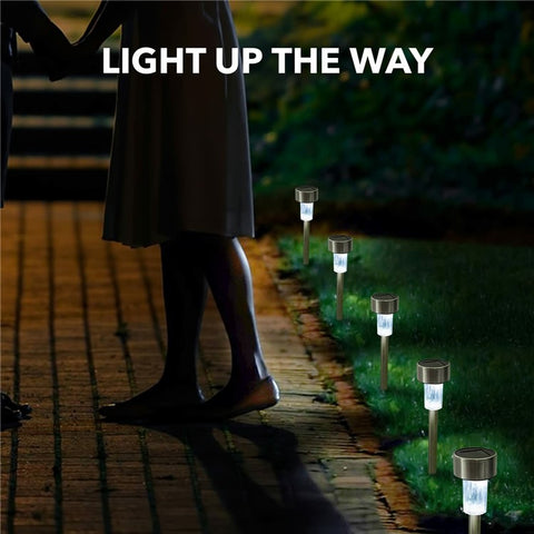 10PCS Solar Stainless Steel LED Landscape Lights 5.5cm Diameter Garden Lawn Path Stake Lamps