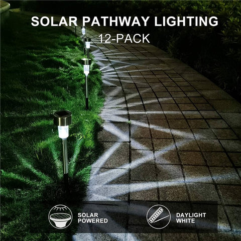 10PCS Solar Stainless Steel LED Landscape Lights 5.5cm Diameter Garden Lawn Path Stake Lamps