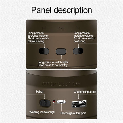 V6 Outdoor Camping Light Bluetooth-compatible Speaker Tent Hanging Light Camping Lantern Lamp