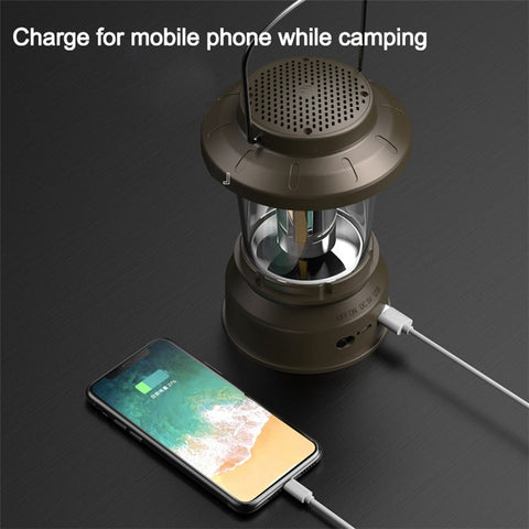 V6 Outdoor Camping Light Bluetooth-compatible Speaker Tent Hanging Light Camping Lantern Lamp