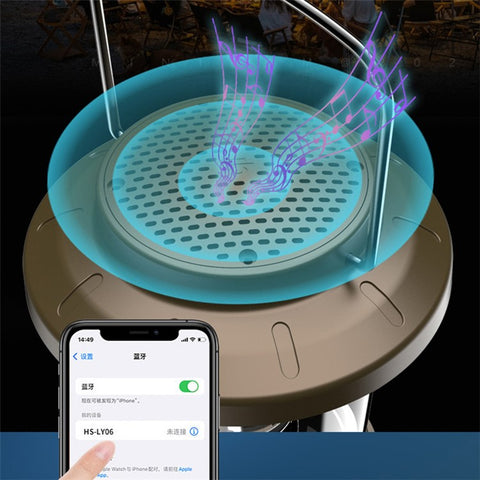 V6 Outdoor Camping Light Bluetooth-compatible Speaker Tent Hanging Light Camping Lantern Lamp