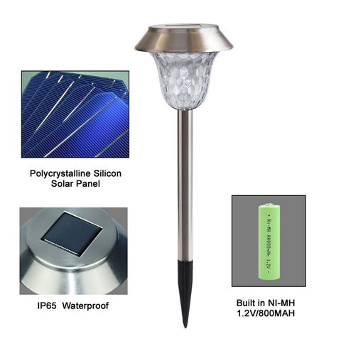 CIS-57453A 6Pcs / Set Stainless Steel Garden Light IP65 Waterproof Solar Powered Stake Lawn Lamp
