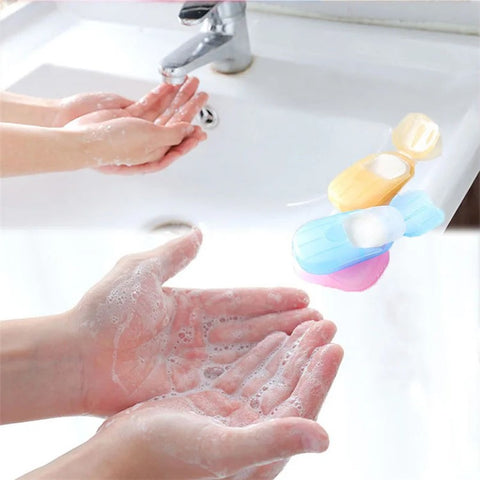 18Pcs Portable Disposable Soap Paper Travel Camping Washing Hand Bath Soap Sheets with Box