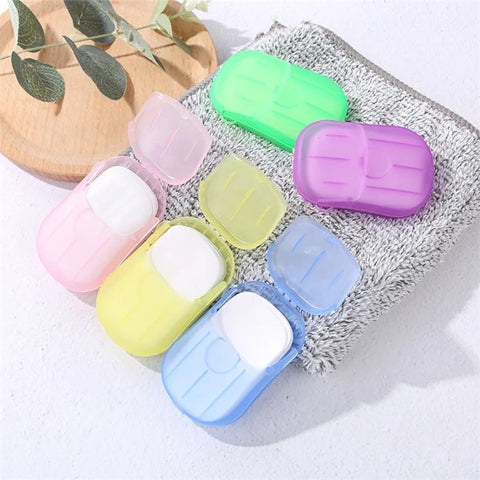 18Pcs Portable Disposable Soap Paper Travel Camping Washing Hand Bath Soap Sheets with Box
